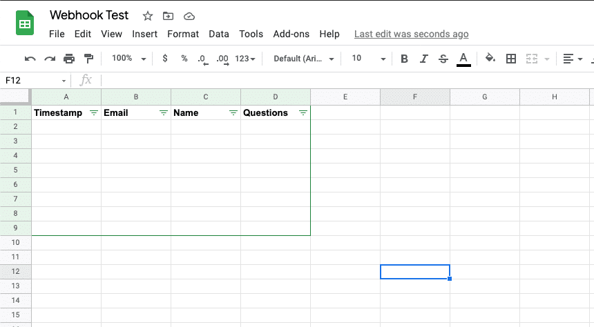 Create new Google Sheet document to connect with Elementor Forms