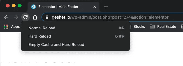 empty cache and hard reload browser